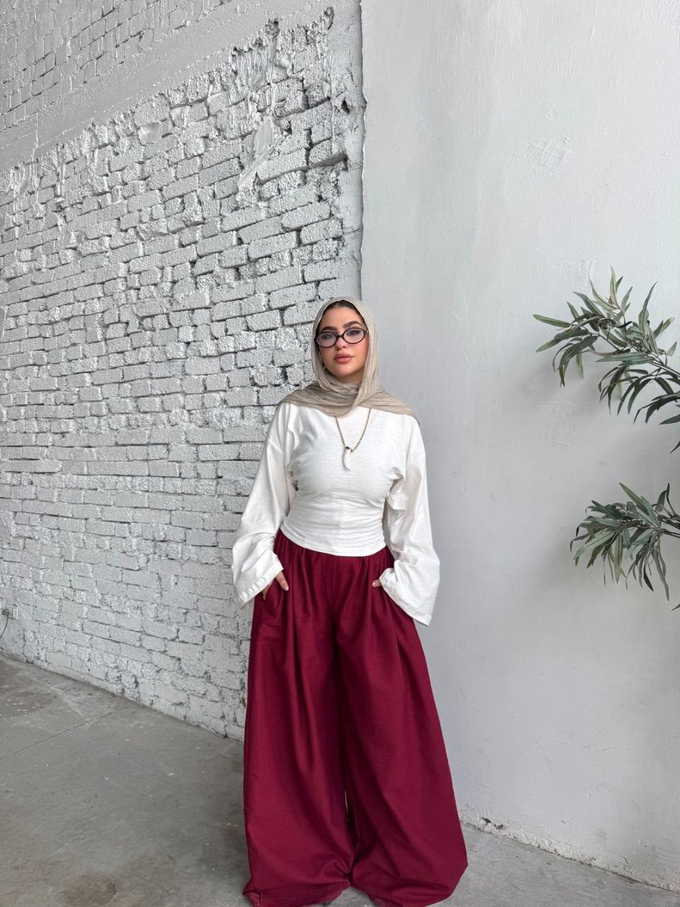 Button-Detail Pants